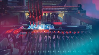 Otomatik SMT makinesinde modern elektronik çiplerin ve panoların üretimi