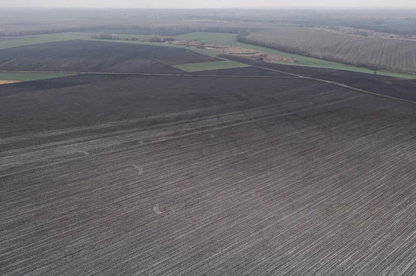 Aerial Drone shot of agricultural land plots for Farming. Agro tierra para agronegocios. — Foto de Stock