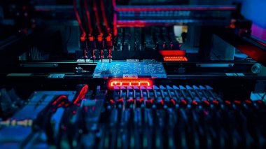 Makine Görüşü PCB 'yi bileşenlerin sayısı, boyutu ve yerleştirilmesi için incelerken, Çip Üretimi