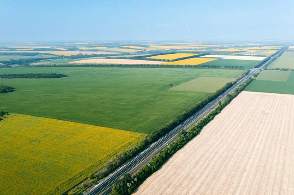 Terreno Agrícola Áreas Diversos Campos Agrícolas Desde Una Gran Altura — Foto de Stock