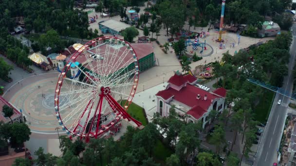 Ferris Wheel Kharkiv City Park Summer War General View Amusement — Stock Video