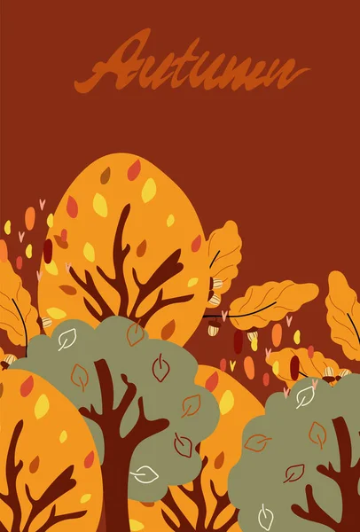 Autumn Composition Colorful Trees Leaves Perfect Your Greeting Cards Poster — Stockvektor