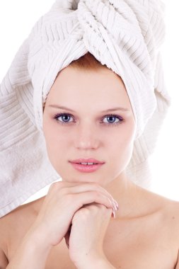 havlu spa tedavi öncesi kadın portresi