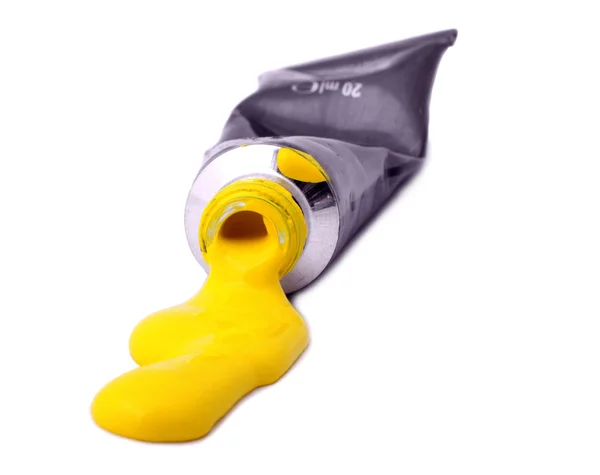 Tube with yellow paint — Stock Photo, Image