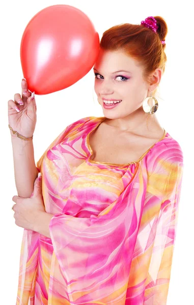 Smilling flicka med ballong — Stockfoto