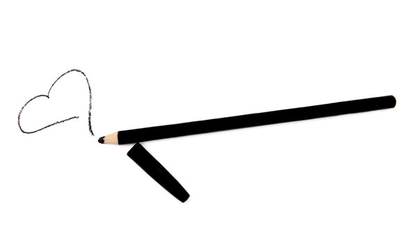Black eye liner pencil with heart