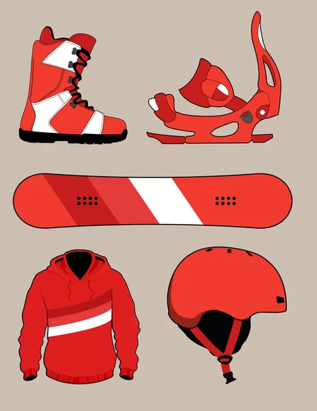 Eqipment snowboard vintage — Vetor de Stock