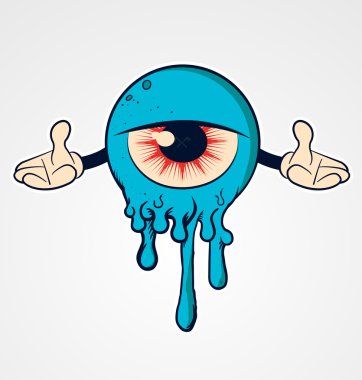 Cartoon Comic Eyeball with two hands clipart