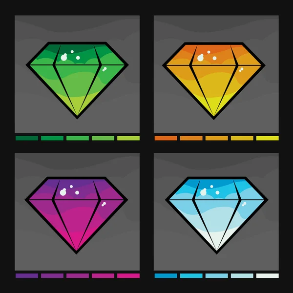 Diamant serti en quatre couleurs — Image vectorielle