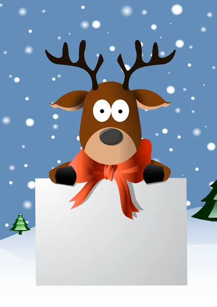 Tarjeta de Navidad con un lindo personaje de reno — Archivo Imágenes Vectoriales