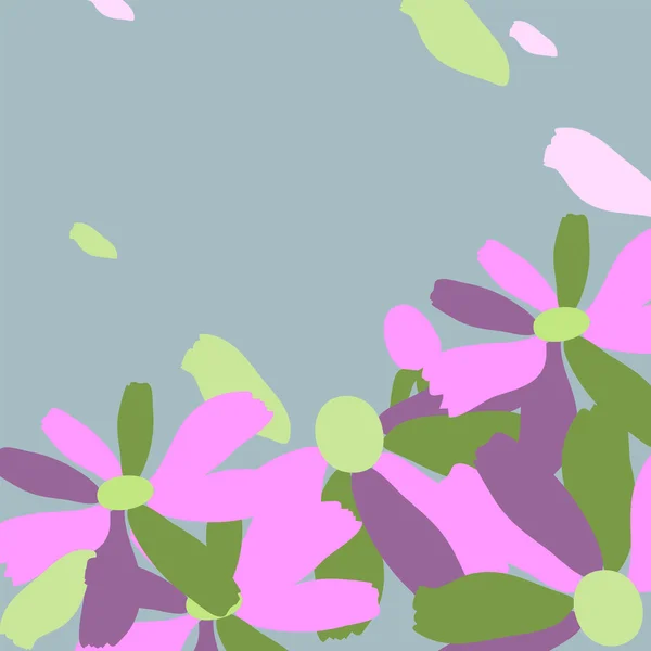 Purple flowers on a gray background — Stock Vector