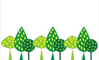 Dekoratif orman beyaz zemin üzerine yeşil