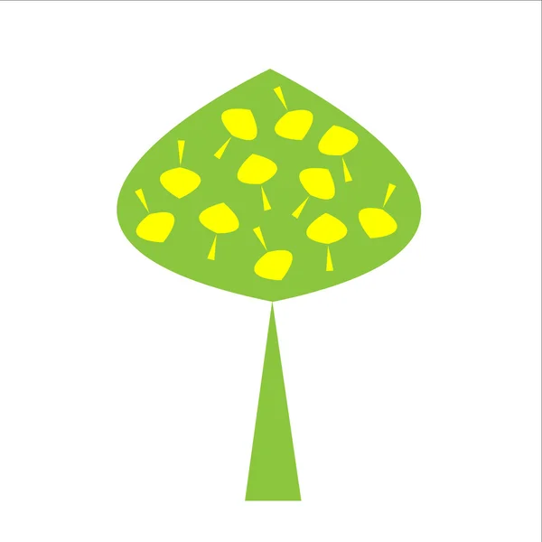 Árbol ornamental con hojas verdes sobre fondo blanco — Vector de stock