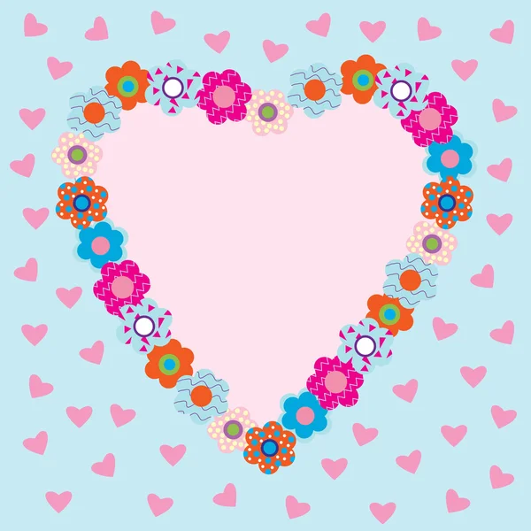 Beautiful heart frame with flowers — Stock Vector