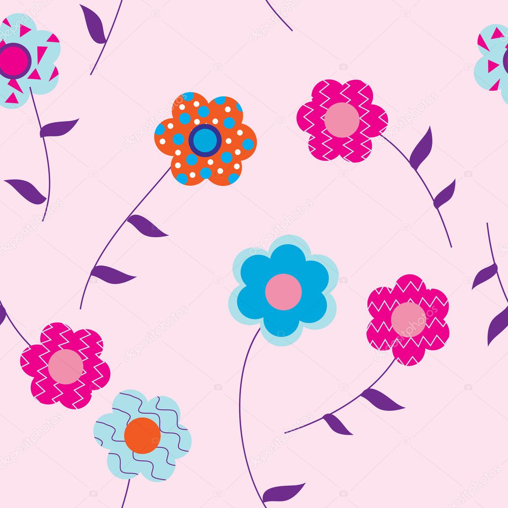 Fiori su sfondo rosa con foglie — Vettoriale Stock