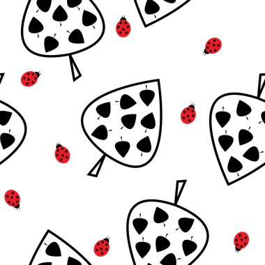 yaprakları ve ladybugs ile Seamless Modeli