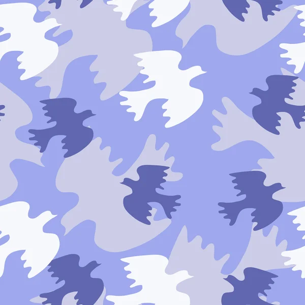 Texture sans couture aux oiseaux bleus — Image vectorielle