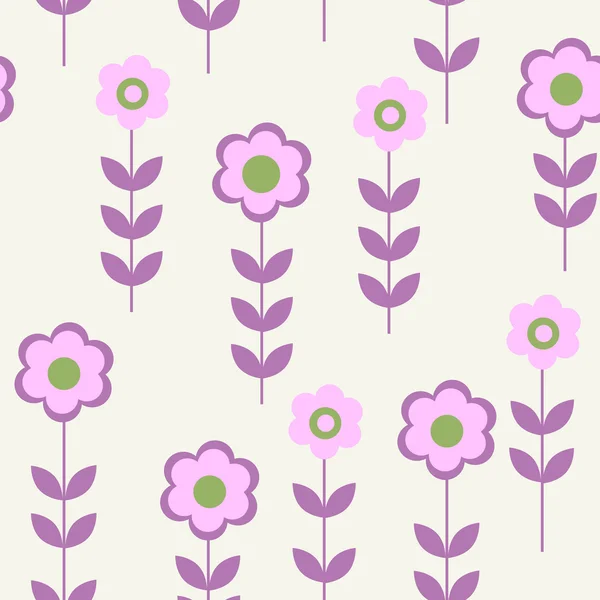 Αδιάλειπτη μοτίβο με λουλούδια και φύλλα — Διανυσματικό Αρχείο