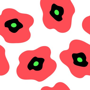 Seamless pattern with red poppies clipart