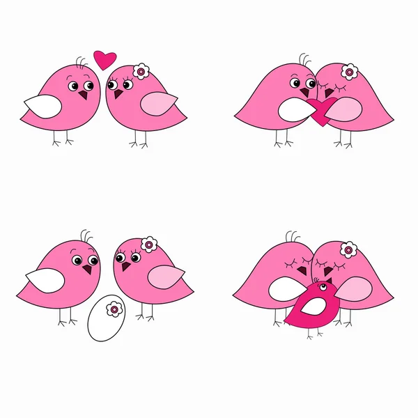Seth pink love birds — Stock Vector