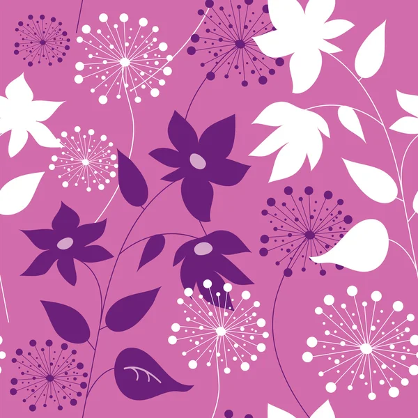 スタイリッシュなシームレス パターンの花を持つ — ストックベクタ