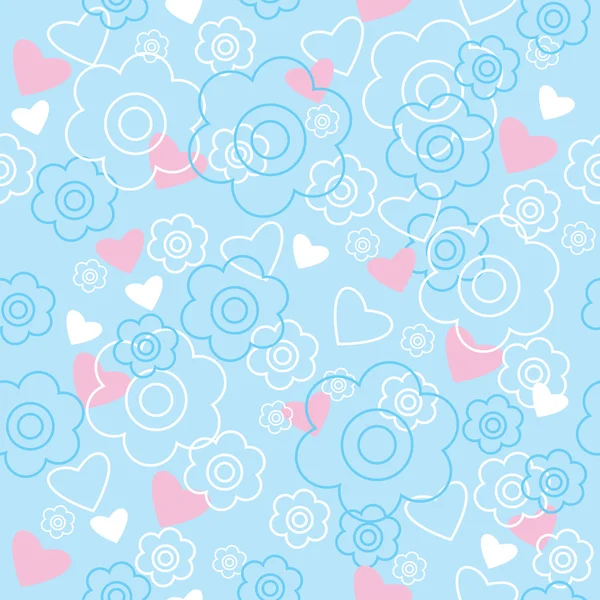 Pattern with flowers and hearts — Stock Vector