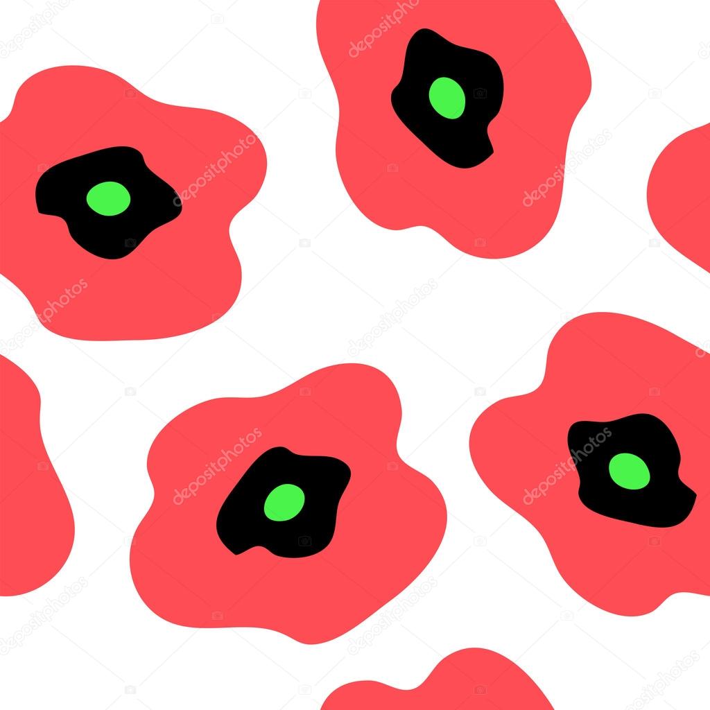 Seamless pattern with red poppies