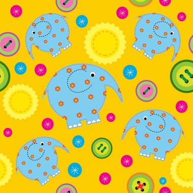 Seamless pattern with elephants and butterflies