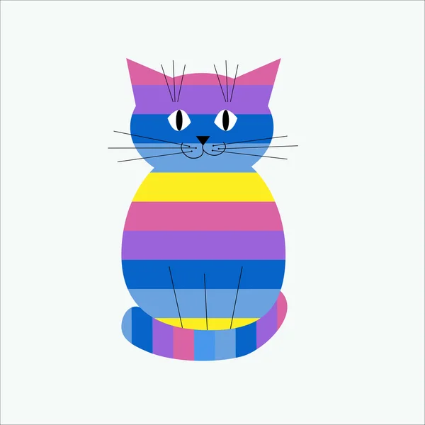 Striped decorative stylized cat — Stock Vector