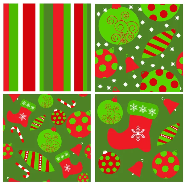 Conjunto de padrões de Natal sem costura —  Vetores de Stock