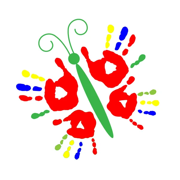 Farfalle isolate di impronte delle mani — Vettoriale Stock