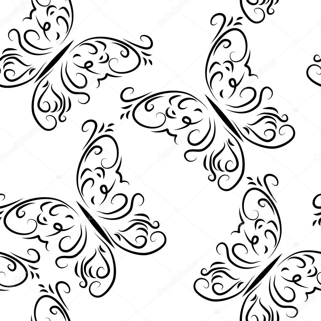Seamless pattern with butterflies graphically