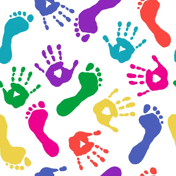 Paints prints of hands and feet Vector Graphics