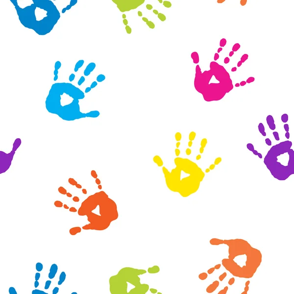 Wzór z handprints kolorowy — Wektor stockowy