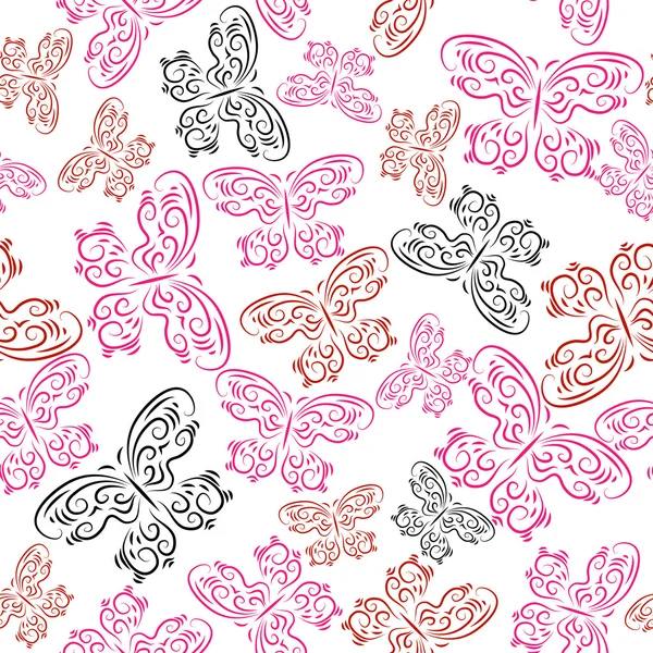 Σχέδιο με χρωματιστά διακοσμητικά πεταλούδες — Διανυσματικό Αρχείο