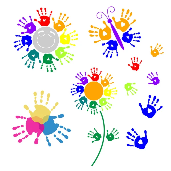 Set elements for design of handprints — Stock Vector