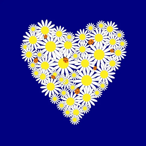Hintergrund mit Herzen der Gänseblümchen — Stockvektor