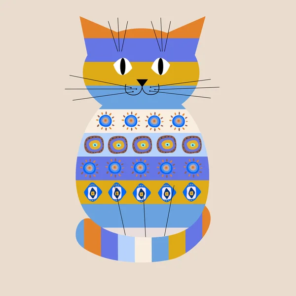 Decorative cat with ethnic ornament — Stock Vector