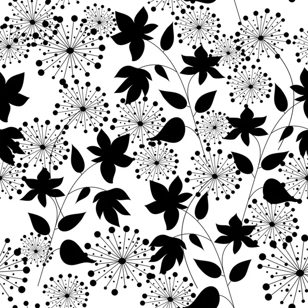 Texture sans couture avec silhouettes de fleurs — Image vectorielle