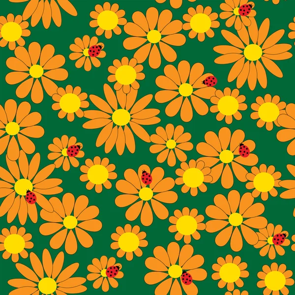 Seamless pattern with orange flowers — Stock Vector