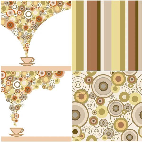 A set of cards with a cup of coffee or cocoa — Stock Vector