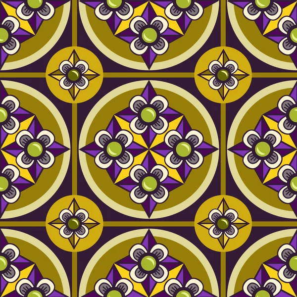 Seamless ornament pattern with violet flower — Stock Vector