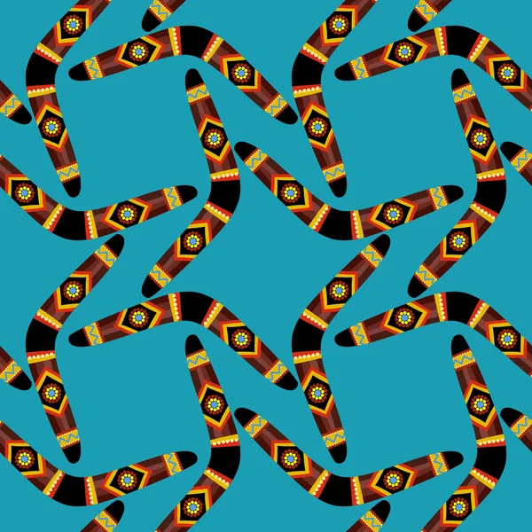 Boomerang seamless mönster på blå bakgrund — Stock vektor