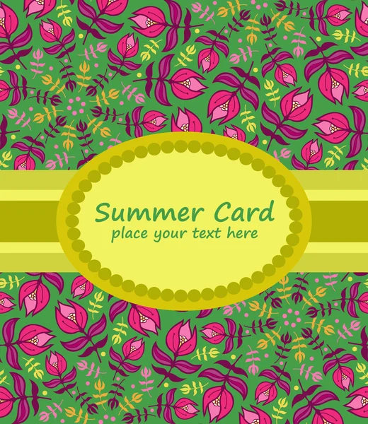 Summer Floral cartão de saudação — Vetor de Stock