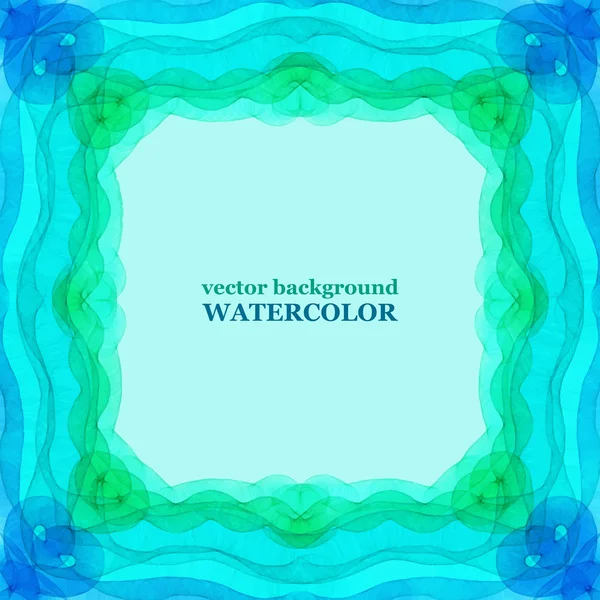 Watercolor aqua frame. Vector illustration. — Stock Vector