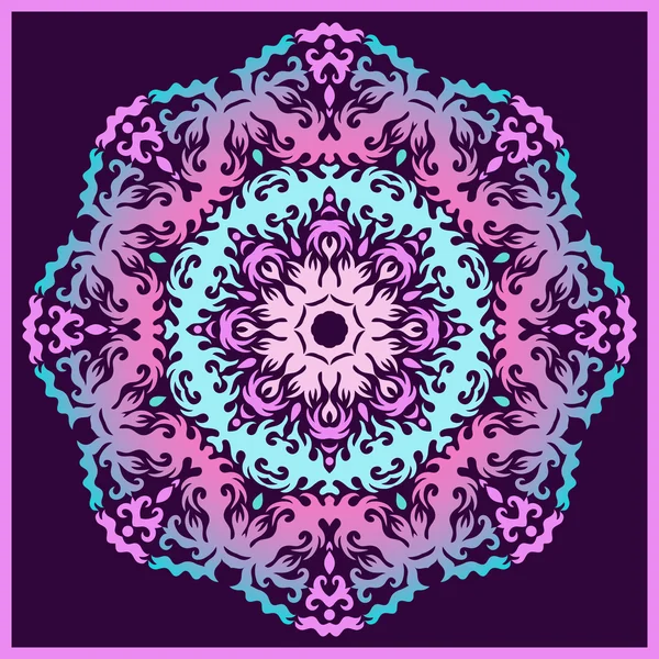 Krajka kruh růžové a modré ornament, dekorativní ubrousek vzor — Stockový vektor