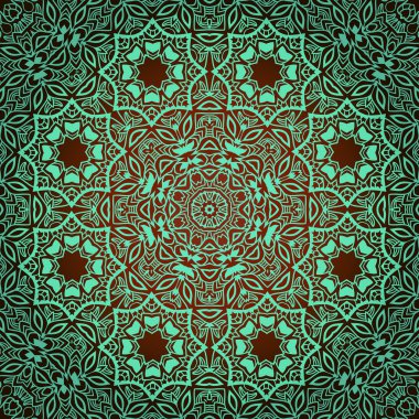 Dekoratif bardak altlığı peçete dantel oryantal turkuaz sorunsuz süsleme, pat