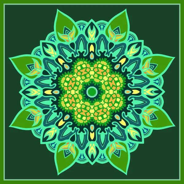 Lace cirkel zomer ornament, versiering kleedje patroon in groene f — Stockvector