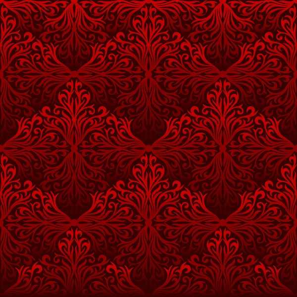Floral red hand-drawn ornamental pattern. — Stock Vector