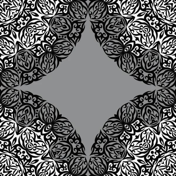 Black and white hand-draw ornament pattern. — Stock Vector